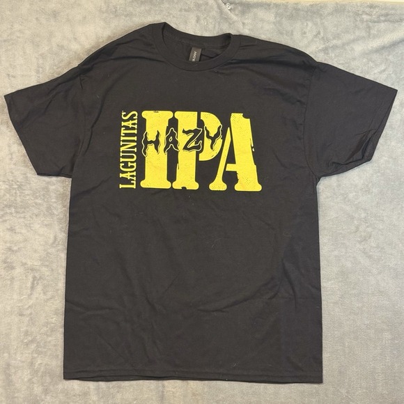 lagunitas Other - Lagunitas Brewing Tee Hazy IPA Men's Large Black Yellow Gildan Cotton T-Shirt